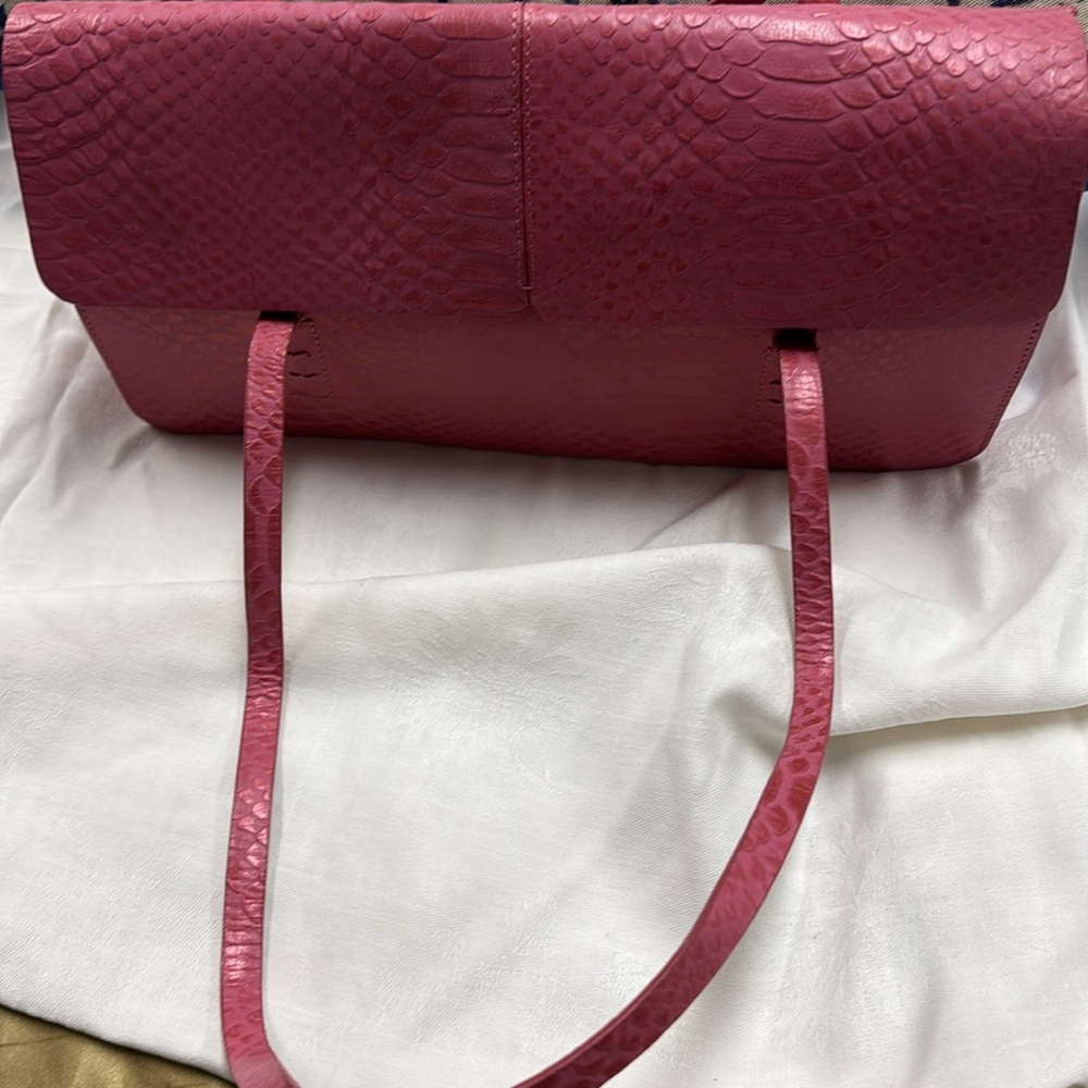 Alfani Pink Python Print Leather Shoulder Bag Nwot - image 3